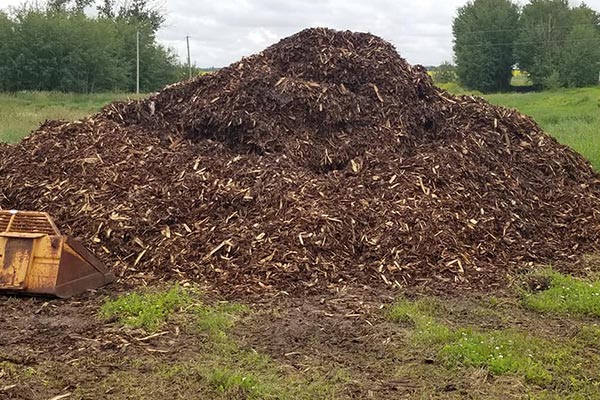 Large pile of mulch